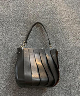 Black Calf Leather Satchel Handbag
